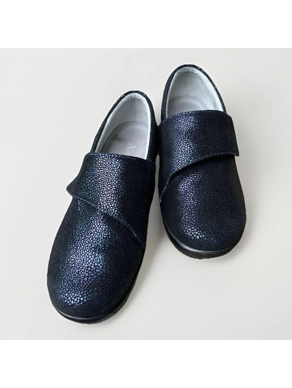Alegria Lauryn LAU-302 Shimmer Blue Leather Clogs Women 37 US 7/7.5 Comfort Work